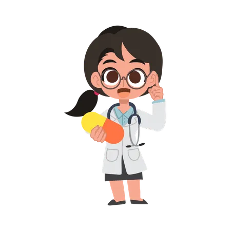 Friendly female doctor illustration explaining medication safety and pharmaceutical care  Illustration