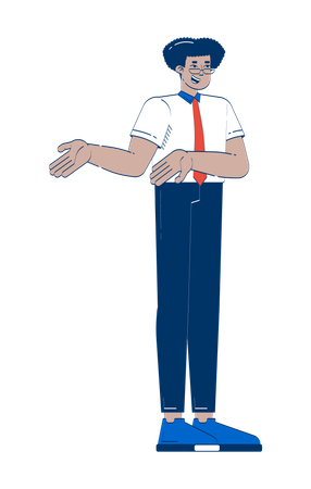 Friendly latino male office worker explaining with gesture  Illustration