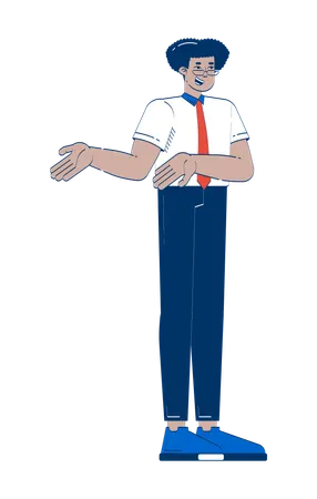 Friendly latino male office worker explaining with gesture  Illustration