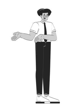 Friendly latino male office worker explaining with gesture  Illustration