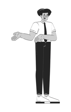 Friendly latino male office worker explaining with gesture  Illustration