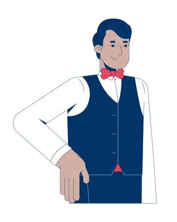 Friendly male waiter in formal attire  Illustration