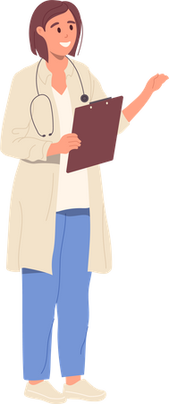 Friendly smiling woman doctor in uniform with stethoscope  Illustration
