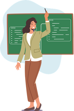 Friendly Teacher Woman Explain Lesson  Illustration