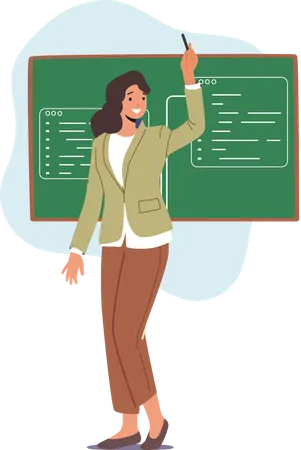 Friendly Teacher Woman Explain Lesson  Illustration