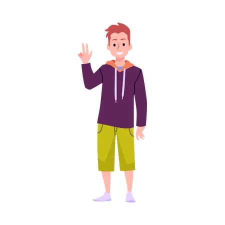 Friendly teenager wearing hoodie and showing hand gesture  Illustration