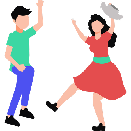 Friends are dancing at party  Illustration