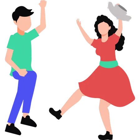Friends are dancing at party  Illustration