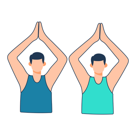 Friends are doing yoga together  Illustration