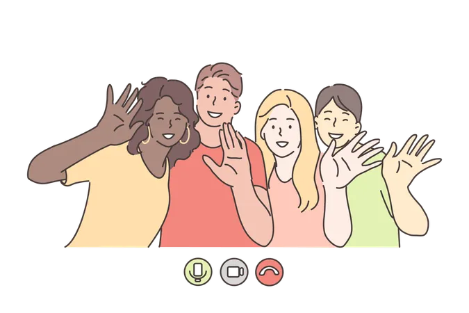 Friends are on video call  Illustration