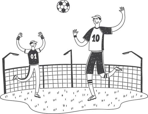 Friends are playing football  Illustration