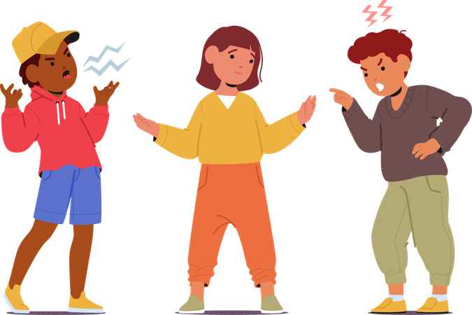 Friends are screaming at each other  イラスト