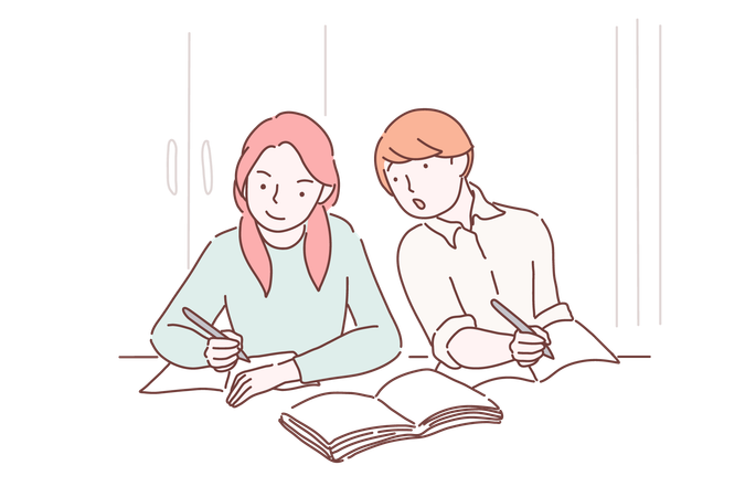 Friends are studying together  Illustration