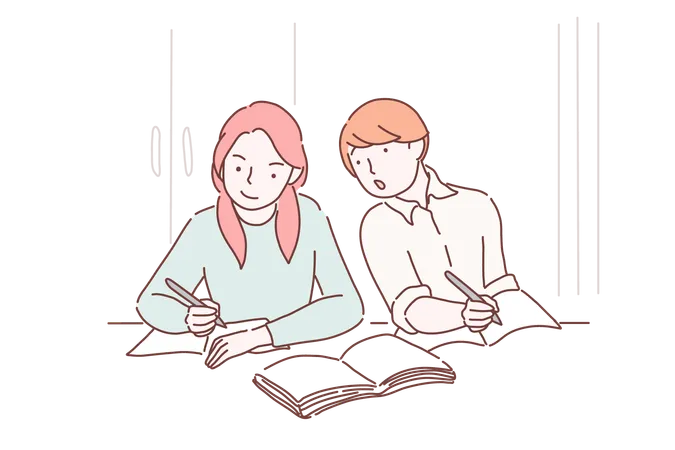 Friends are studying together  Illustration