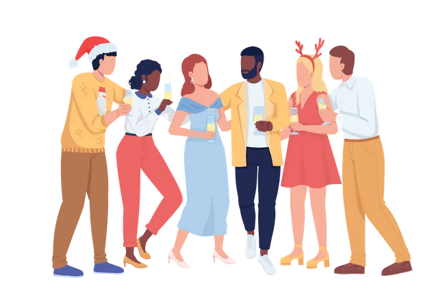 Friends at Christmas party Illustration