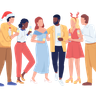 friends at christmas party illustration free download