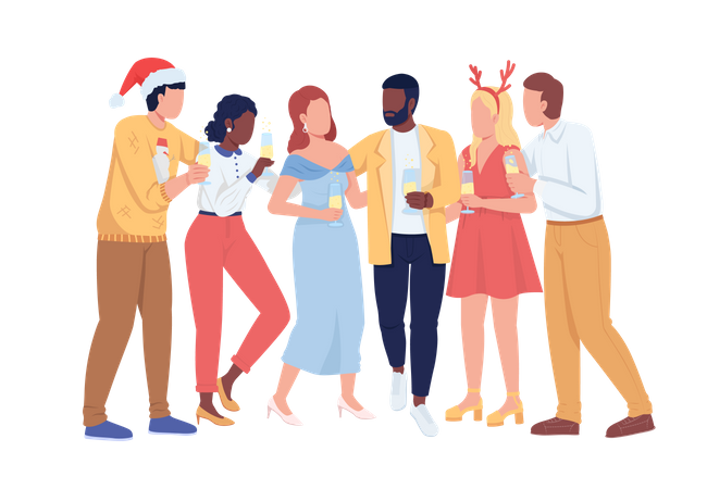 Friends at Christmas party  Illustration