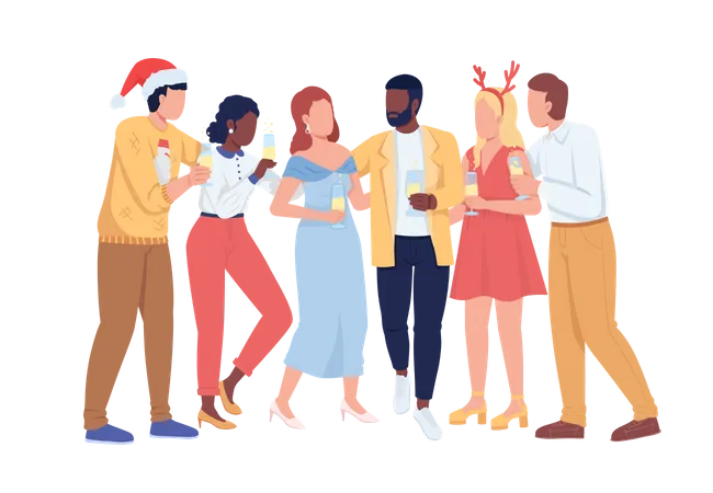 Friends at Christmas party  Illustration