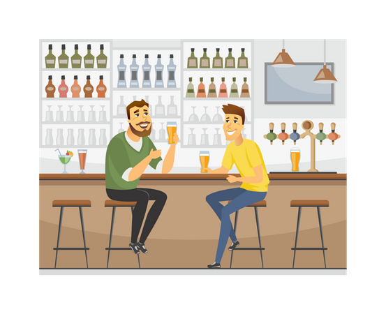 Friends at the pub  Illustration