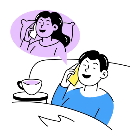 전화하는 친구  일러스트레이션