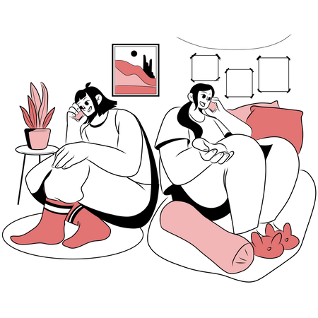 Friends calling via phone  Illustration