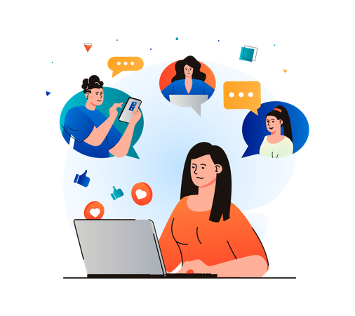 Friends calling via social media platform  Illustration