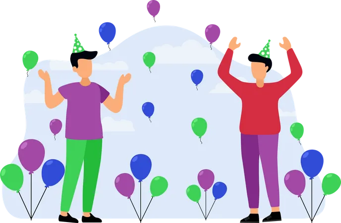 Friends celebrating birthday Illustration