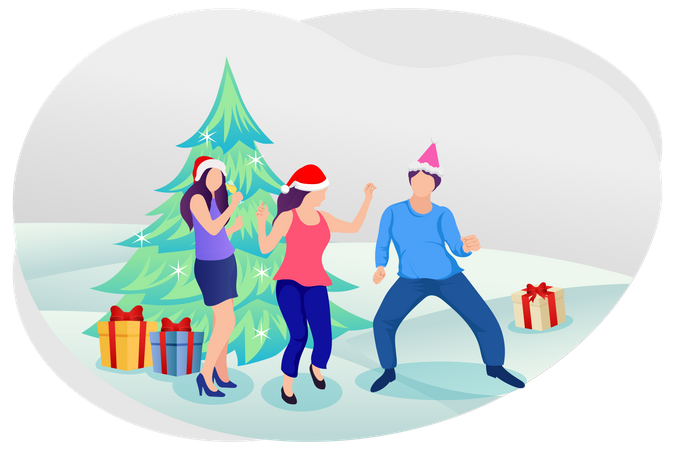 Friends celebrating Christmas  Illustration