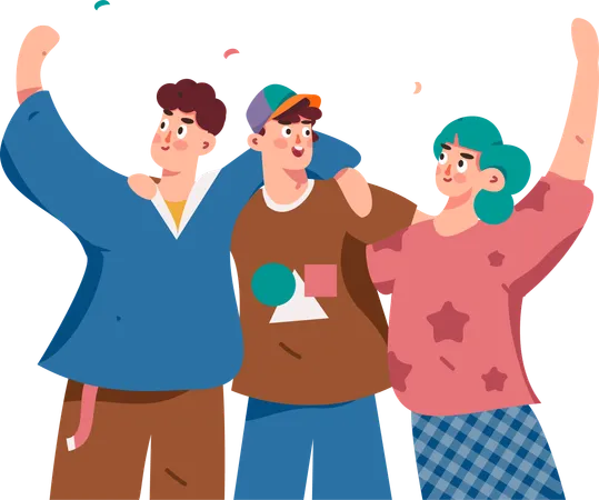 Friends celebrating exam success  Illustration