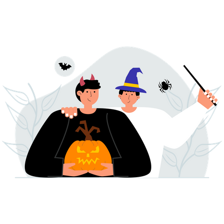 Friends celebrating halloween  Illustration