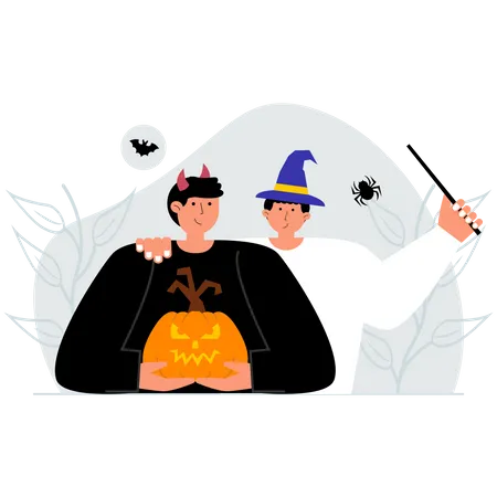 Friends celebrating halloween  Illustration