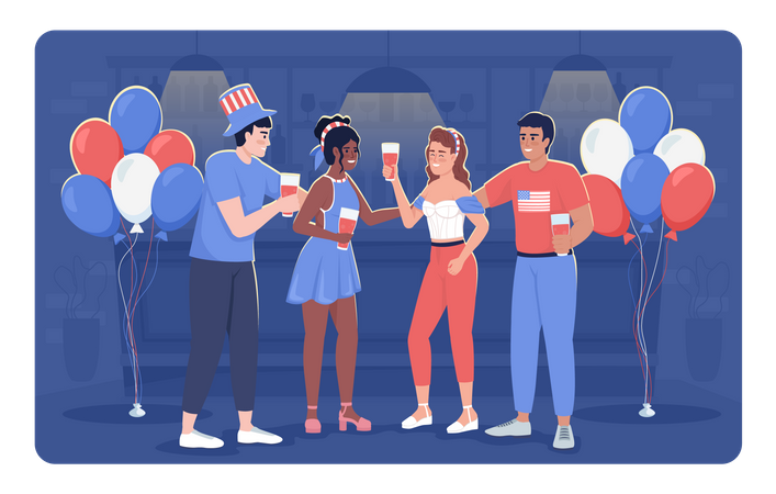 Friends celebrating Independence Day Illustration