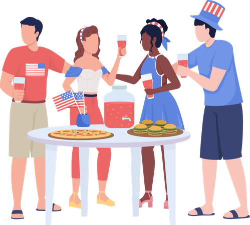 Friends celebrating Independence day  Illustration