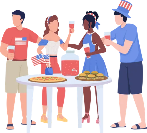 Friends celebrating Independence day  Illustration