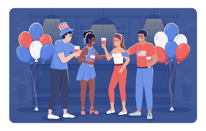 Friends celebrating Independence Day  Illustration