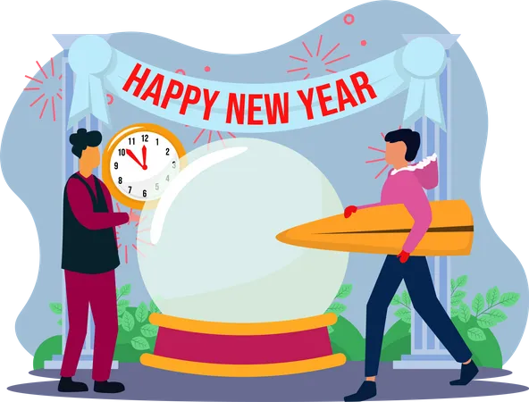 Friends celebrating new year party Illustration