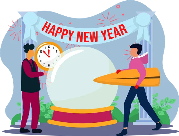 Friends celebrating new year party  Illustration