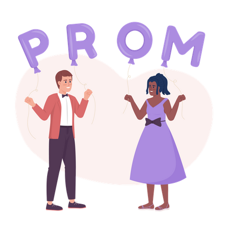 Friends celebrating prom night and dancing Illustration