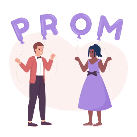 Friends celebrating prom night and dancing Illustration