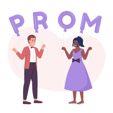 Friends celebrating prom night and dancing  Illustration