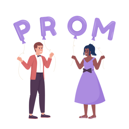 Friends celebrating prom night and dancing  Illustration