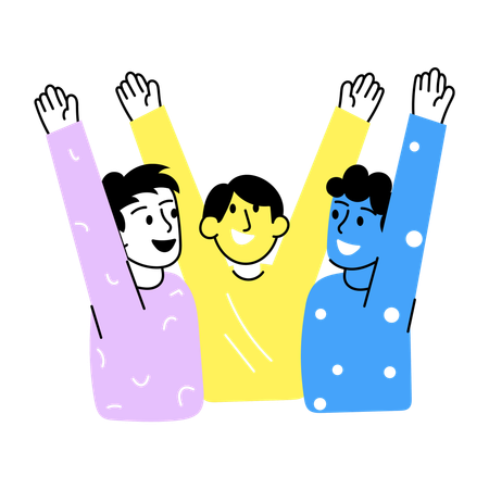 함께 축하하는 친구들  일러스트레이션