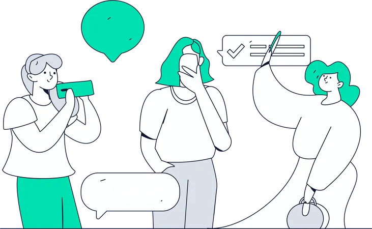 Friends chatting on messages  Illustration