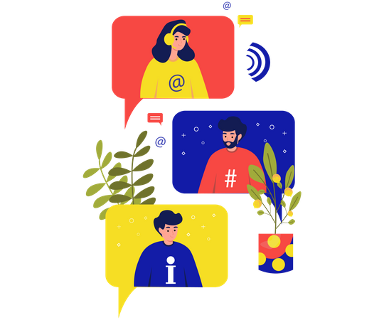 Friends chatting on video call  Illustration