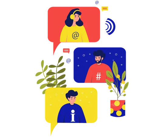 Friends chatting on video call  Illustration