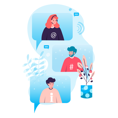 Friends chatting on video call  Illustration