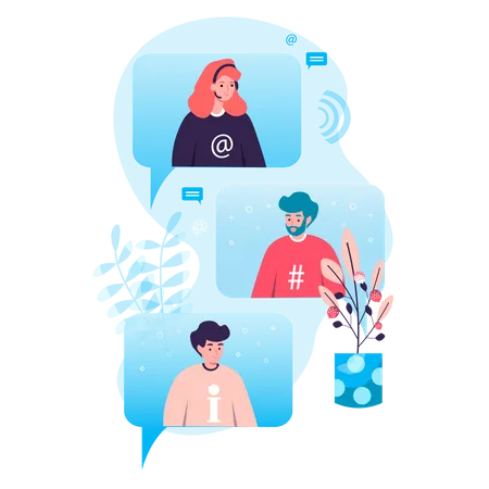 Friends chatting on video call  Illustration