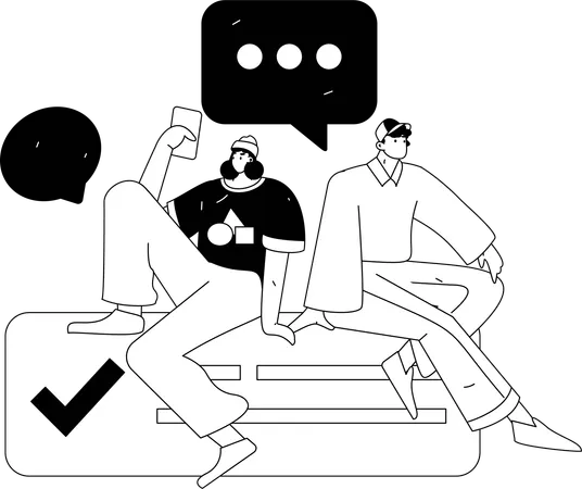 Friends chatting online  Illustration