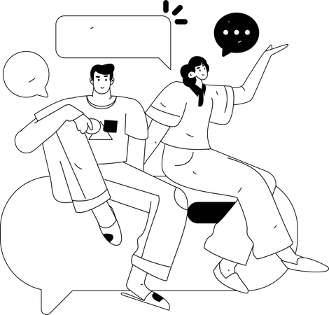 Friends chatting online  Illustration