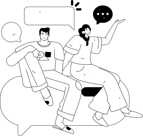 Friends chatting online  Illustration